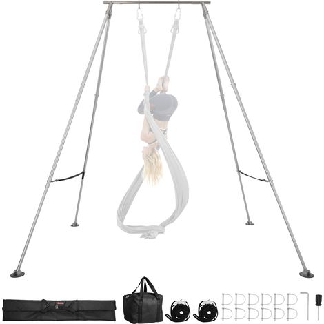 VEVOR Soporte de Yoga Aereo, con Estructura Triangular, Carga Máxima de 140,6 kg, Aleación de Aluminio, Soporte para Telas Aereas con Patas de Aluminio Ajustables en Altura, 3200 x 2780 x 3480 mm (1/5)