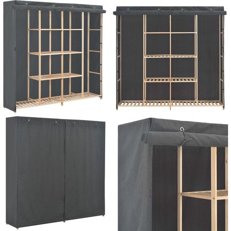 Garde-robe Gris 173x40x170 cm Tissu - Armoire - Placard - Dressing - Meuble Rangement - Armoire Tissu - Home & Living (1/5)