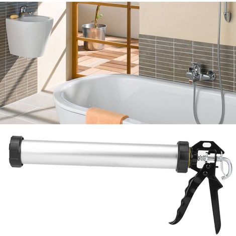 Jeffergarden Pistolet à calfeutrer en silicone 1 tube en aluminium 600 ml outil de calfeutrage avec 10 buses (1/5)
