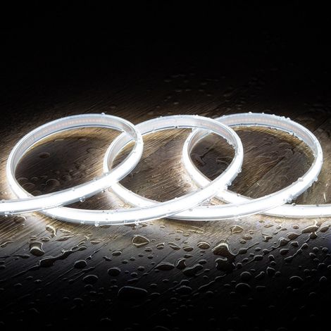 Tira LED Regulable 220V COB 320 LED/m Blanco Frío 8W/m 720lm/m Ancho 12mm Corte 50cm IP65 CRI90 a Medida 1 m