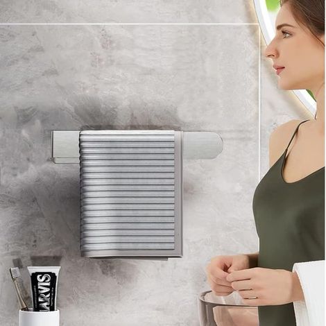 Porte-serviettes mural autocollant – Acier inoxydable – Sans perçage – Salle de bain et cuisine – Fixation adhésive (1/5)