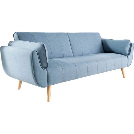 Divano dritto DANNA azzurro chiaro – Divano scandinavo trasformabile in tessuto
