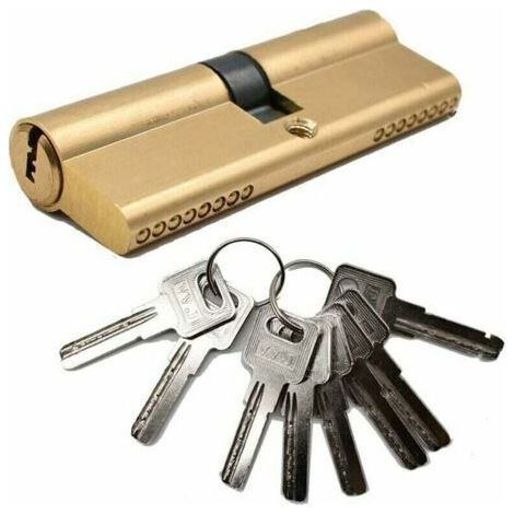 Cylinder Lock, 42.5/42.5 (85mm) Disengageable Cylinder with 8 Keys, Brass Finish, High Security, Anti-Pick, Anti-Drill, Anti-Knock, RTGPT (1/4)