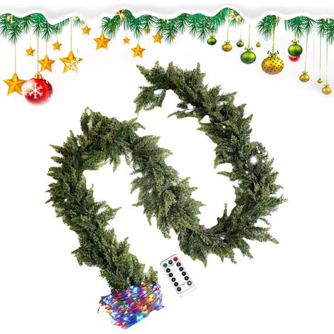 Guirlande De Noël pour Cheminée 2.7 m Feuillage De Cèdre Guirlande de Noël pour Rampes d'Escalier Pour Fête Extérieur Porte D'Entrée Mur Manteau Arbre Porche Patio Jardin (1/5)