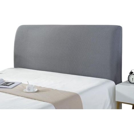 Housse de tête de lit élastique et lavable pour lits extensibles. Petite housse carrée en tissu jacquard, grise, 180 cm. (1/5)