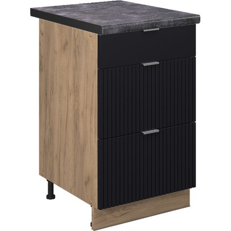 Mobiletto base per cucina Fame-Line, Nero rigato, 50 cm , PL Antracite, Vicco