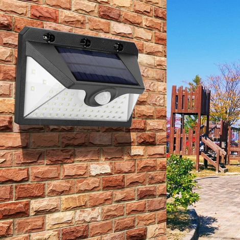 Lampe murale solaire extérieure pour jardin, 66 LED, étanche, à détection de présence. (1/5)