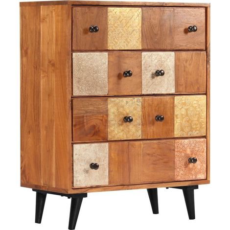 Mobiletto credenza consolle contenitore con cassetti 75 cm legno massello di acacia 4402208