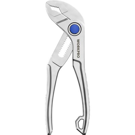 WORKPRO Mini Pince Multiprise 100 mm, Réglage 15 Positions Acier Allié, Réglage 15 Positions, Mâchoire en V, Ouverture Max. 25 mm, Compacte 68 g pour Espaces Étroits, Chromé