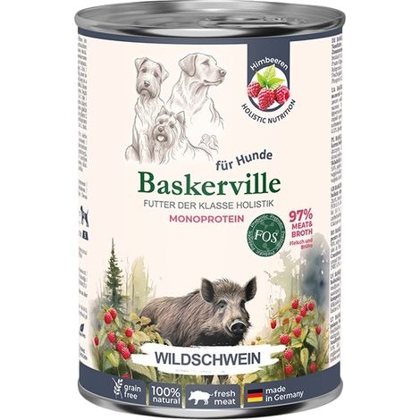 Baskerville Super Premium Alimento húmedo para perros adultos Jabalí Holístico 400 g