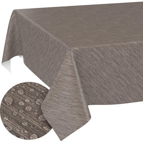 Nappe en Toile cirée, Lavable, Bord coupé, Aspect Textile, Beige, Marron, 120 x 140 cm, pour Table de Jardin (1/5)