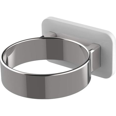 Haartrocknerhalter, Haartrocknerhalter fürs Badezimmer, Wandhalterung für Haarstylinggeräte – extra breiter Rand (Silber) (1/4)