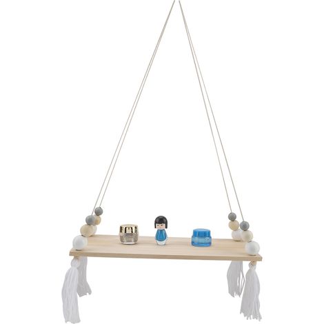 Étagère murale ronde à perles, rangement, support à suspendre soi-même, décoration murale (blanc/gris) (1/5)