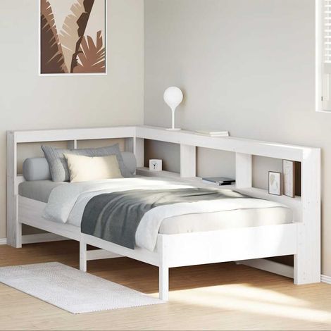 Bookcase Bed without Mattress White 90x190 cm Solid Wood Pine vidaXL (1/5)