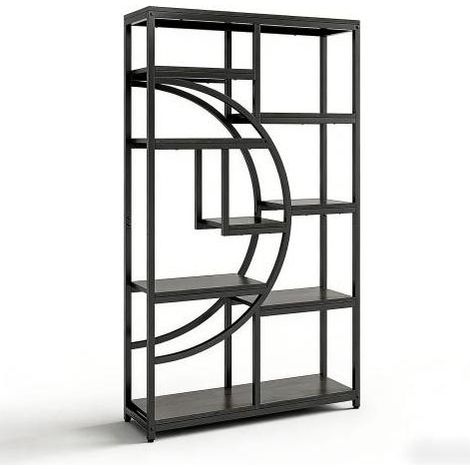 CHICFURN Estantería autoportante 95x30x175 cm de metal y madera negra, 9 niveles (1/5)