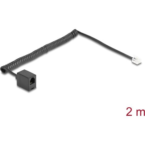 Delock Cable telefÃ³nico en espiral RJ11 macho a RJ11 hembra negro 2 m