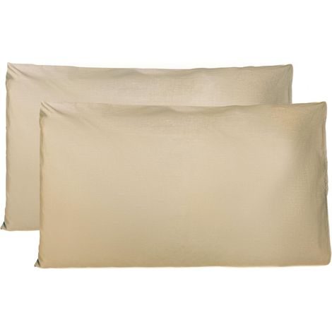 Taie Oreiller 100% Coton 40x70 CM Lot De 2, Taie d'oreiller Rectangulaire 100% Coton avec Fermeture - Beige (1/5)