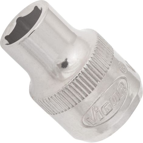 VIGOR Innenvierkant Antrieb 10 = 3/8 Zoll Steckschlüssel-Einsatz Außensechskant-Profil V2276N ∙ Vierkant hohl 10 mm (3/8 Zoll) ∙ Außen-Sechskant Profil ∙ 8 ∙ Gesamtlänge: 28 mm (1/2)