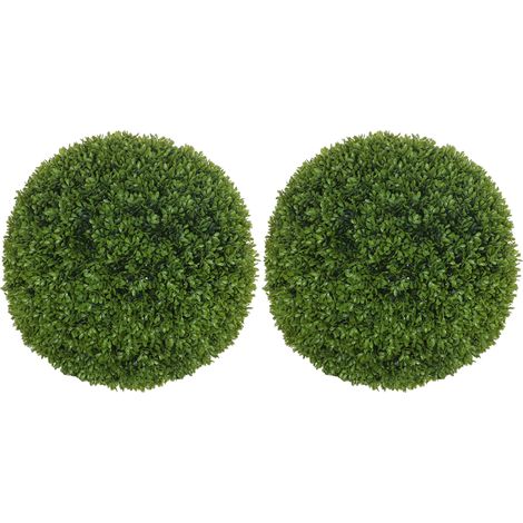 Set di 2 sfere di bosso artificiale da 40 cm, pianta decorativa in plastica, verde (1/5)