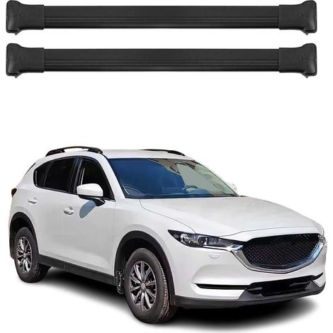 OMAC Barres de toit en aluminium pour Mazda CX-5 II 2017-2025 – TÜV / DIN 75302:2019 – Charge max 75 kg – 2 barres Noir (1/4)