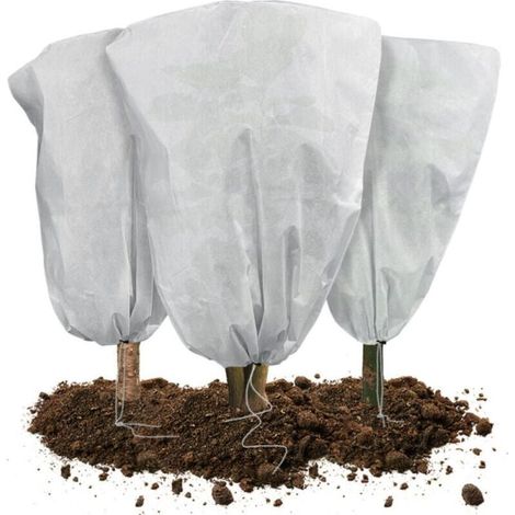 Lot de 3 Housse Hivernage Plante avec Cordon Polypropylème 60g/m² 80x60cm blanc (1/3)
