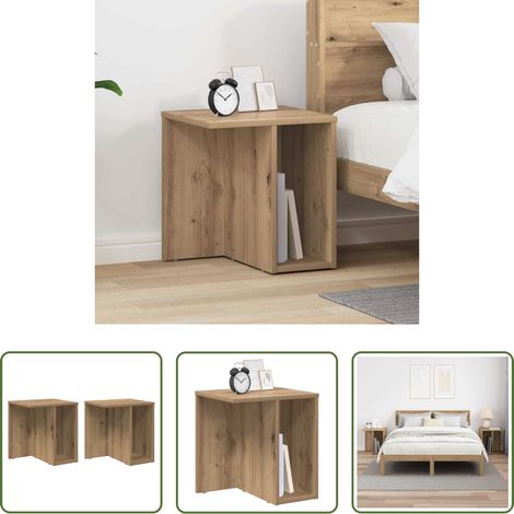 Wohnzimmerbeistelltisch - Beistelltisch 2 pcs Artisan-Eiche 37 x 32 x 40 cm Holzwerkstoff (1/5)