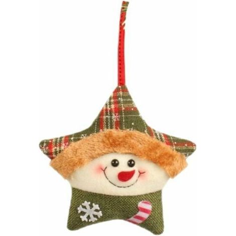 Otros adornos navideños, colgantes navideños, adornos para el árbol de Navidad, colgantes de peluche navideños creativos con forma de estrella de cinco puntas (muñeco de nieve). (1/5)