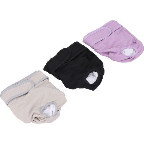 Lot de 3 culottes hygiéniques respirantes pour chiennes, ajustables et lavables et réutilisables. Sous-vêtements menstruels pour chiennes. (1/5)