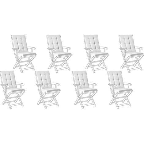 Set di 8 cuscini per sedute e schienale da esterno con lacci bianco Maui Premium