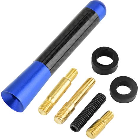 Antena de repuesto para coche, antena corta de fibra de carbono de 7,6 cm con rosca para modificación universal de vehículos. (Azul) (1/5)