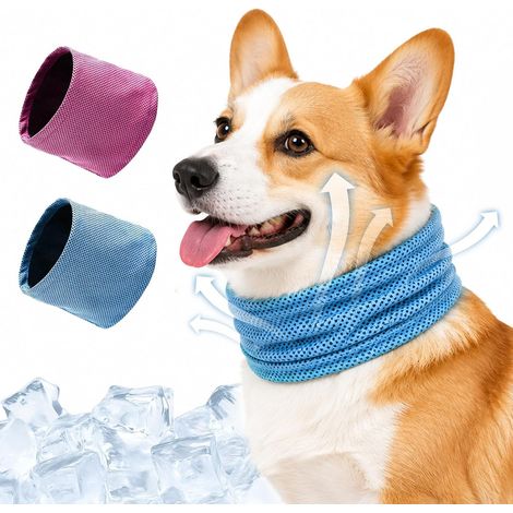 Collier rafraîchissant pour chiens, lot de 2 colliers, rafraîchissant, respirant, collier rafraîchissant, bandana rafraîchissant pour chiens, pour les promenades estivales et les jeux (1/5)