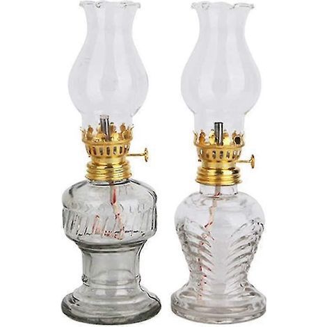 Lampes à pétrole vintage pour intérieur (lot de 2), 20 cm de hauteur, avec verre ouragan (1/4)