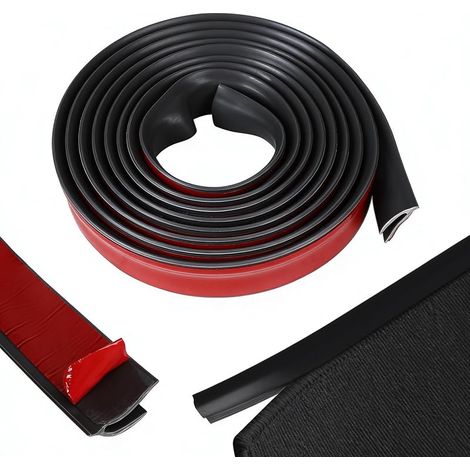 Meter lange selbstklebende Übergangsleiste für Teppichkanten, PVC-Teppichleiste, Übergangsprofil für Teppich und Bodenbelag zur Kantengestaltung, Schwarz (1/5)