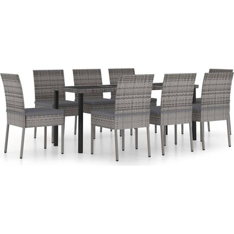 Maison Exclusive - Set da Pranzo da Giardino 9 pz in Polyrattan Grigio
