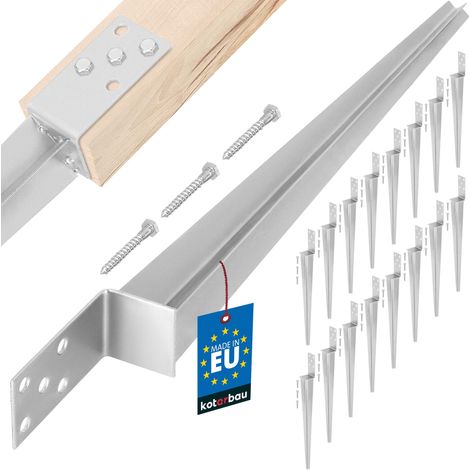 KOTARBAU® Lot de 16 Pièces Support Poteau Bois - Pied de Poteau - 600 mm - Acier Galvanisé - 60 x 110 mm - Argent - pour Clôtures - Pavillons - Pergolas - Résistant à la Corrosion (1/5)