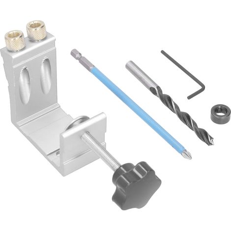Gabarit de perçage oblique à 15° pour le travail du bois, kit de perçage pour tourillons, accessoire de menuiserie, gris argenté (1/5)
