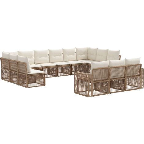 vidaXL Set Divano da Giardino 13 pcs Beige e Bianco Crema polyrattan