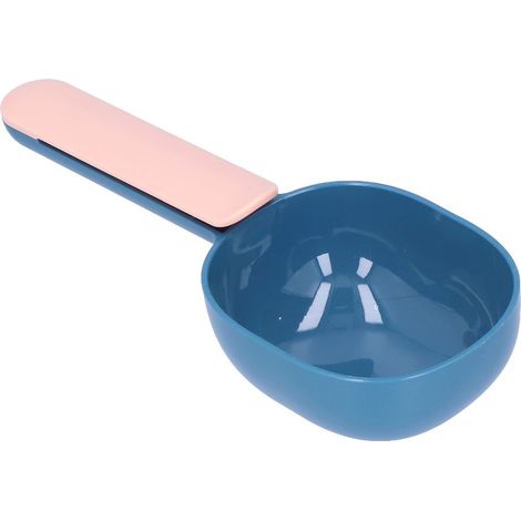 Cuillère à nourriture pour animaux de compagnie, en plastique épais, sûre, robuste, alimentation confortable pour chiens et animaux de compagnie, bleu rose (1/5)