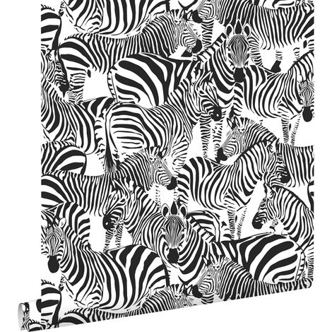 papier peint zèbres noir et blanc - ESTAhome