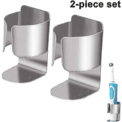 Set mit 2 selbstklebenden Edelstahlhaltern für elektrische Zahnbürsten (1/5)