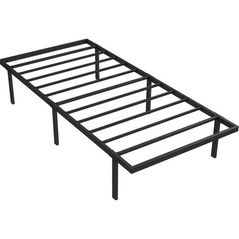 Estructura de cama metálica negra 90 x 200 cm con somier de láminas, sin necesidad de boxspring (1/5)
