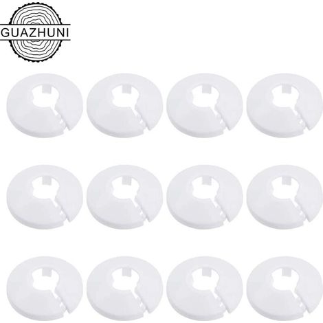 12 Pcs Cache Tuyau, Cache Tuyau Plomberie Collier Radiateur, Manchon Radiateur pour Tuyau Rosace Ronde Blanche Diamètre de 15 mm (Blanc),Convient pour: conduites d'eau, conduites de chauffage, robinet (1/5)
