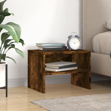 Table de chevet，Tables d'appoint，Table de nuit Chêne fumé 40x30x30 cm Bois d'ingénierie CFW83892 (1/5)