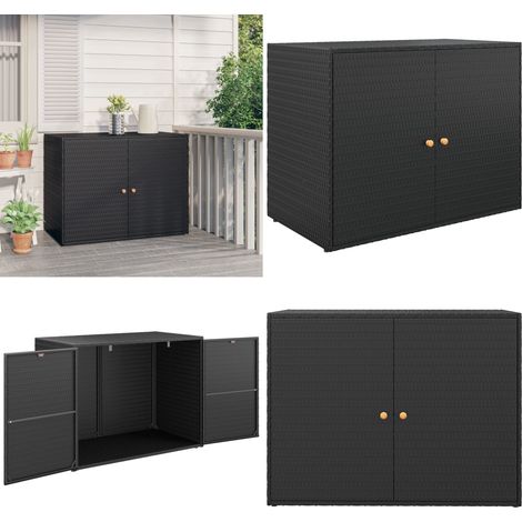 Vidaxl – Armoire de jardin en résine tressée noire 100x55,5x80 cm – Cadre en acier enduit – Résistante à l'eau – Grand espace de rangement (1/5)