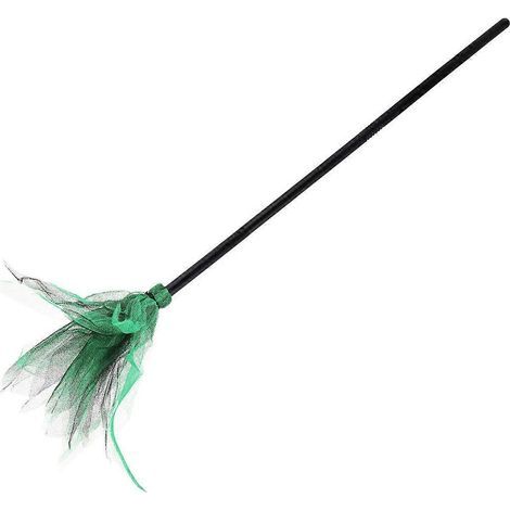 Balai d'Halloween, balai de sorcière créatif en maille, fournitures pour fête d'Halloween-80X30cm-Green (1/3)