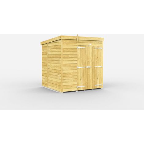 6 x 6 Feet Pent Shed - Double Door Without Windows - Wood - L178 x W185 x H201 cm