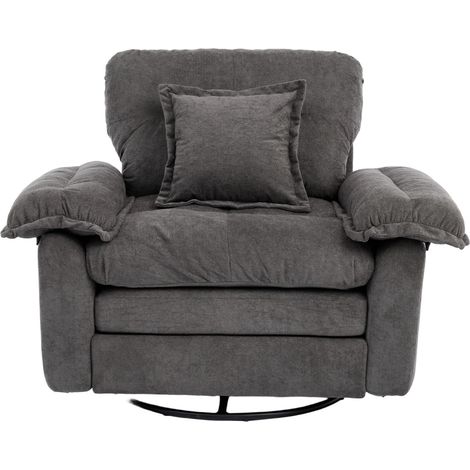 Sillón giratorio 360° de chenilla gris con cojín de apoyo, formato grande HOMVRA (1/5)