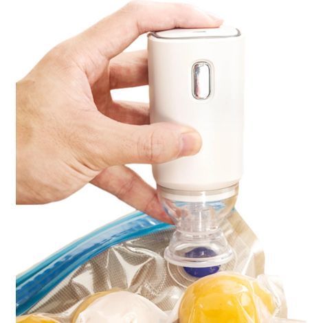 Machine à emballer sous vide, rechargeable par USB, pour aliments, avec 1 grand sac + 4 petits sacs inclus (1/5)