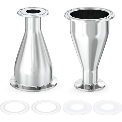 CYRILL -2 pezzi raccordo riduttore per sanitario raccordo tri-morsetto in acciaio inossidabile 304 stile ghiera da 2" diametro esterno tubo a 1" diametro esterno tubo (51 mm x 25 mm) (1/5)