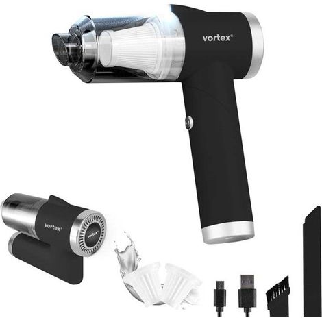 Vortex - Crc90 Black - Aspirateur à Main Sans Fil Pliable Avec Led Et Accessoires (1/5)